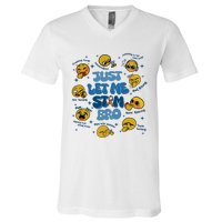 Lassen Sie Mich Bro Autismus Bewusstsein Lustiges Emoji V-Neck T-Shirt