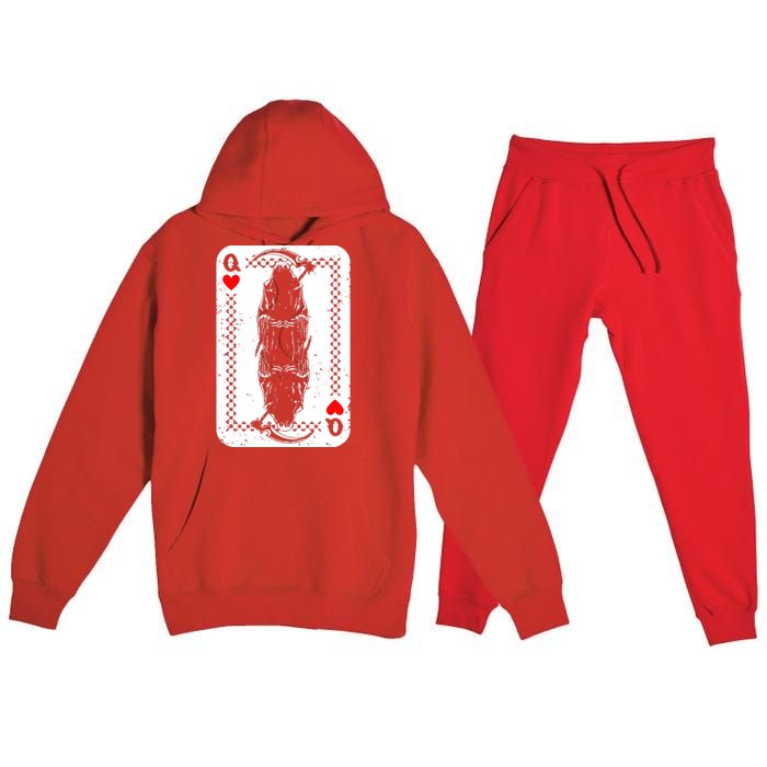 La Santa Muerte Mexico Skeleton Poker Card Death Queens Premium Hooded Sweatsuit Set