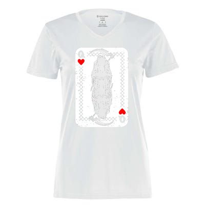 La Santa Muerte Mexico Skeleton Poker Card Death Queens Women's Momentum V-Neck T-Shirt