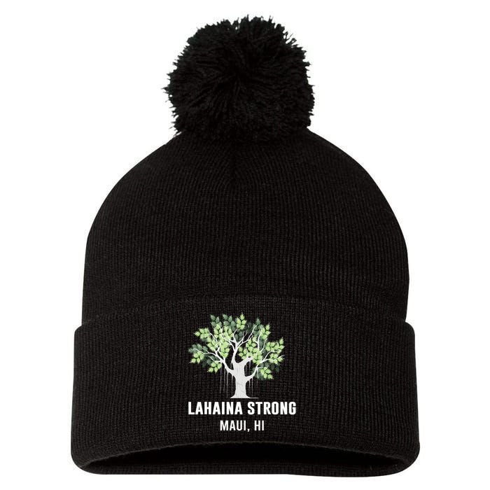 Lahaina Strong Maui Hawaii Old Banyan Tree Pom Pom 12in Knit Beanie