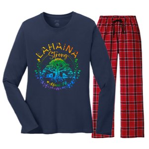 Lahaina Strong Maui Hawaii Old Banyan Tree Saved Majestic Women's Long Sleeve Flannel Pajama Set 