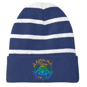 Lahaina Strong Maui Hawaii Old Banyan Tree Saved Majestic Striped Beanie with Solid Band