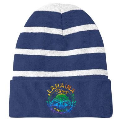 Lahaina Strong Maui Hawaii Old Banyan Tree Saved Majestic Striped Beanie with Solid Band