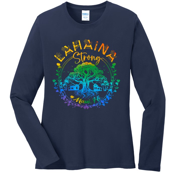 Lahaina Strong Maui Hawaii Old Banyan Tree Saved Majestic Ladies Long Sleeve Shirt