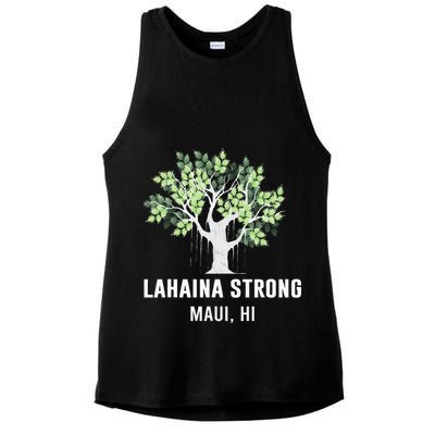 Lahaina Strong Maui Hawaii Old Banyan Tree Ladies PosiCharge Tri-Blend Wicking Tank