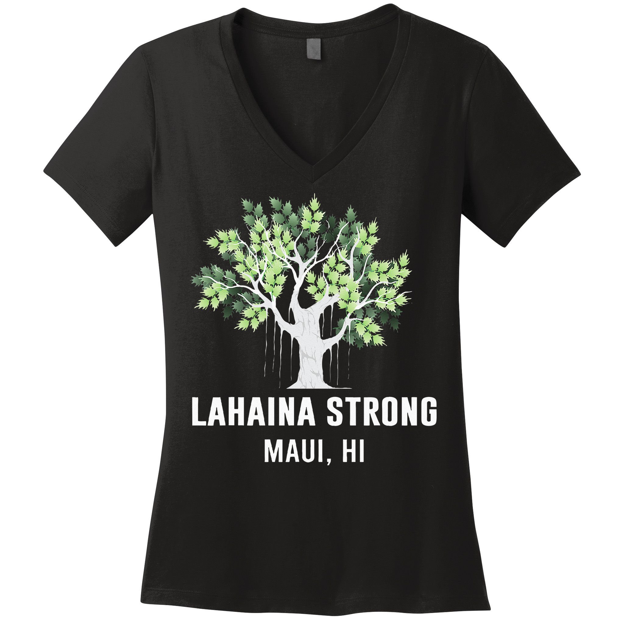 Lahaina Strong Maui Hawaii Old Banyan Tree Women's V-Neck T-Shirt