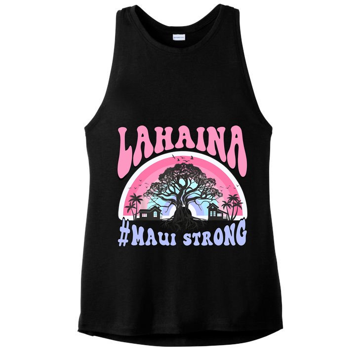 Lahaina Strong Maui Hawaii Ladies PosiCharge Tri-Blend Wicking Tank