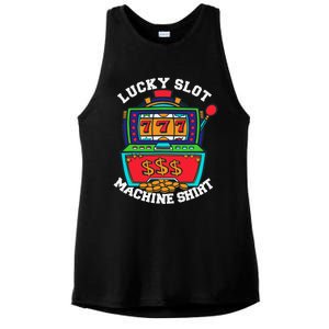 Lucky Slot Machine Casino Las Vegas Gambling Ladies PosiCharge Tri-Blend Wicking Tank