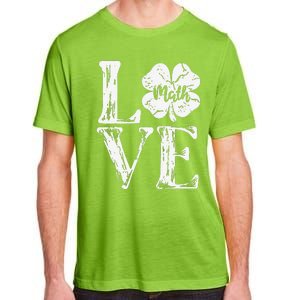 Love Shamrock Math Teacher St Patricks Day Adult ChromaSoft Performance T-Shirt