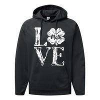 Love Shamrock Math Teacher St Patricks Day Performance Fleece Hoodie