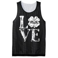 Love Shamrock Math Teacher St Patricks Day Mesh Reversible Basketball Jersey Tank