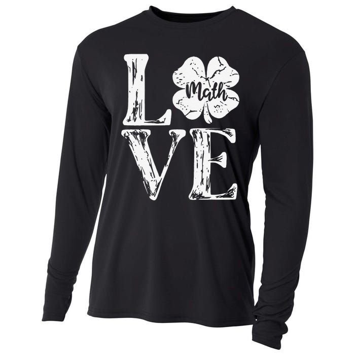 Love Shamrock Math Teacher St Patricks Day Cooling Performance Long Sleeve Crew