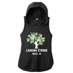 Lahaina Strong Maui Hawaii Old Banyan Tree Ladies PosiCharge Tri-Blend Wicking Draft Hoodie Tank