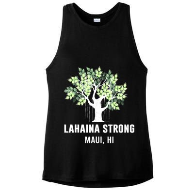 Lahaina Strong Maui Hawaii Old Banyan Tree Ladies PosiCharge Tri-Blend Wicking Tank