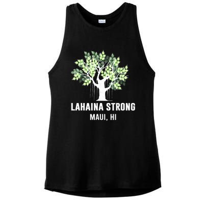 Lahaina Strong Maui Hawaii Old Banyan Tree Ladies PosiCharge Tri-Blend Wicking Tank