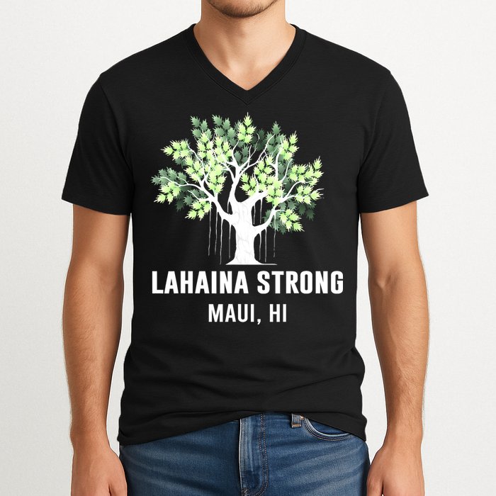 Lahaina Strong Maui Hawaii Old Banyan Tree V-Neck T-Shirt