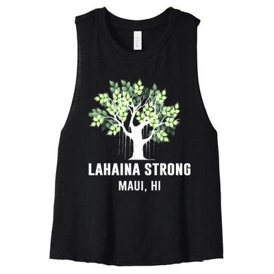 Lahaina Strong Maui Hawaii Old Banyan Tree Women's Racerback Cropped Tank