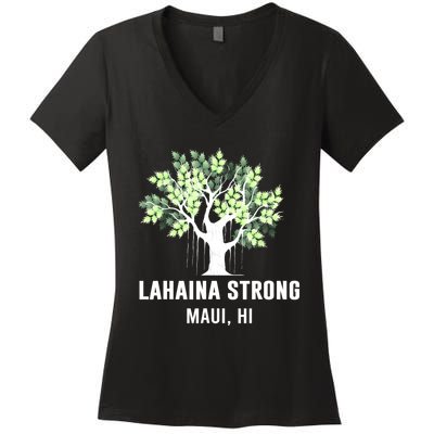 Lahaina Strong Maui Hawaii Old Banyan Tree Women's V-Neck T-Shirt