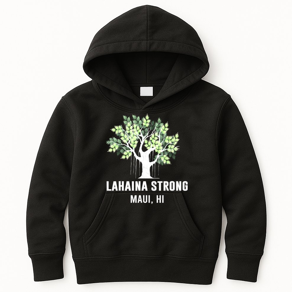 Lahaina Strong Maui Hawaii Old Banyan Tree Kids Hoodie