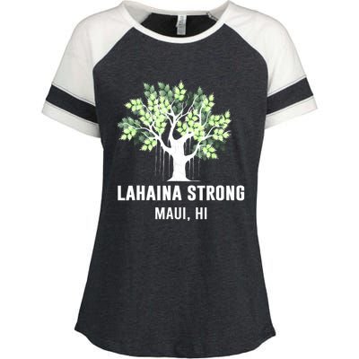 Lahaina Strong Maui Hawaii Old Banyan Tree Enza Ladies Jersey Colorblock Tee