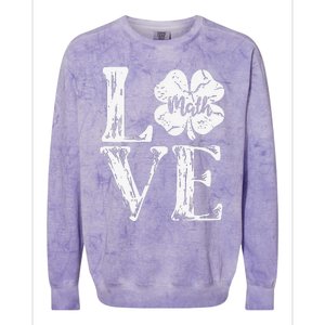 Love Shamrock Matheacher St Patricks Day Colorblast Crewneck Sweatshirt