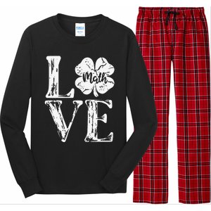 Love Shamrock Matheacher St Patricks Day Long Sleeve Pajama Set