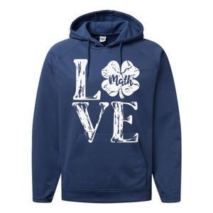 Love Shamrock Matheacher St Patricks Day Performance Fleece Hoodie