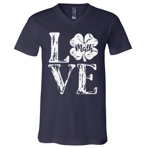 Love Shamrock Matheacher St Patricks Day V-Neck T-Shirt