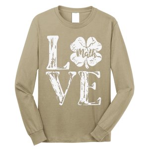 Love Shamrock Matheacher St Patricks Day Long Sleeve Shirt