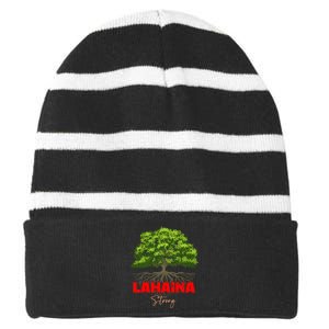 Lahaina Strong Maui Hawaii Striped Beanie with Solid Band