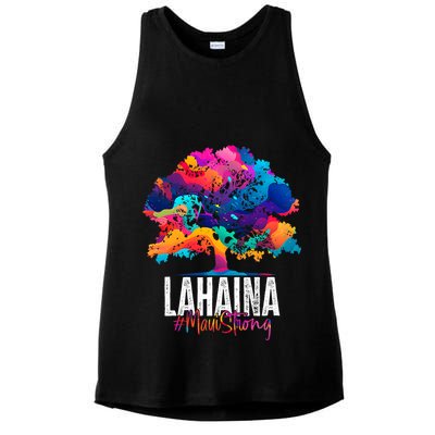 Lahaina Strong Maui Hawaii Old Banyan Tree Ladies PosiCharge Tri-Blend Wicking Tank