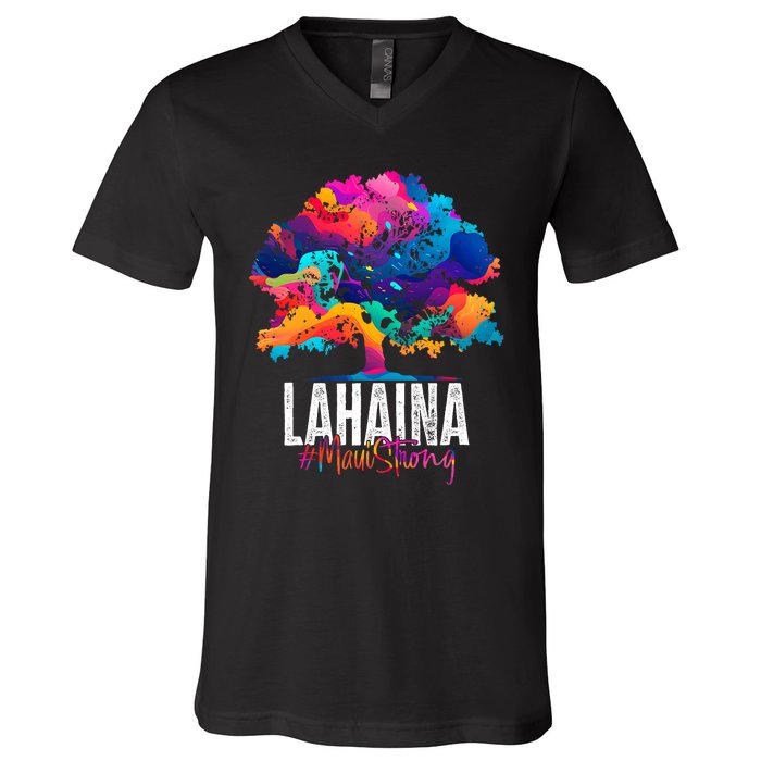 Lahaina Strong Maui Hawaii Old Banyan Tree V-Neck T-Shirt