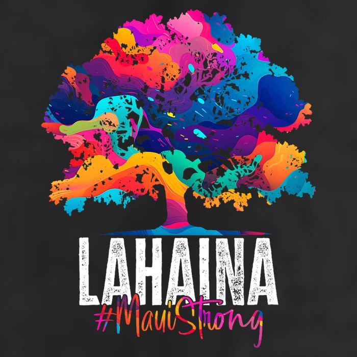 Lahaina Strong Maui Hawaii Old Banyan Tree Crop Fleece Hoodie