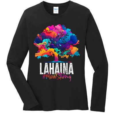 Lahaina Strong Maui Hawaii Old Banyan Tree Ladies Long Sleeve Shirt
