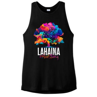 Lahaina Strong Maui Hawaii Old Banyan Tree Ladies PosiCharge Tri-Blend Wicking Tank