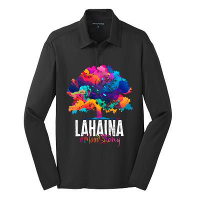 Lahaina Strong Maui Hawaii Old Banyan Tree Silk Touch Performance Long Sleeve Polo