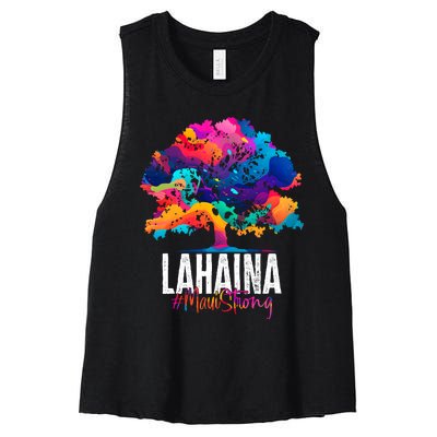 Lahaina Strong Maui Hawaii Old Banyan Tree Women's Racerback Cropped Tank