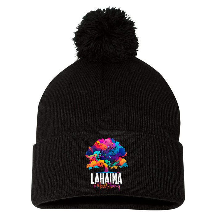 Lahaina Strong Maui Hawaii Old Banyan Tree Pom Pom 12in Knit Beanie