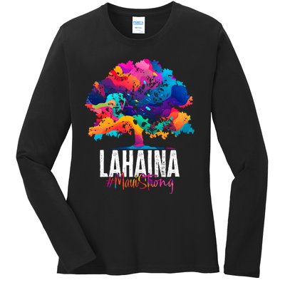 Lahaina Strong Maui Hawaii Old Banyan Tree Ladies Long Sleeve Shirt