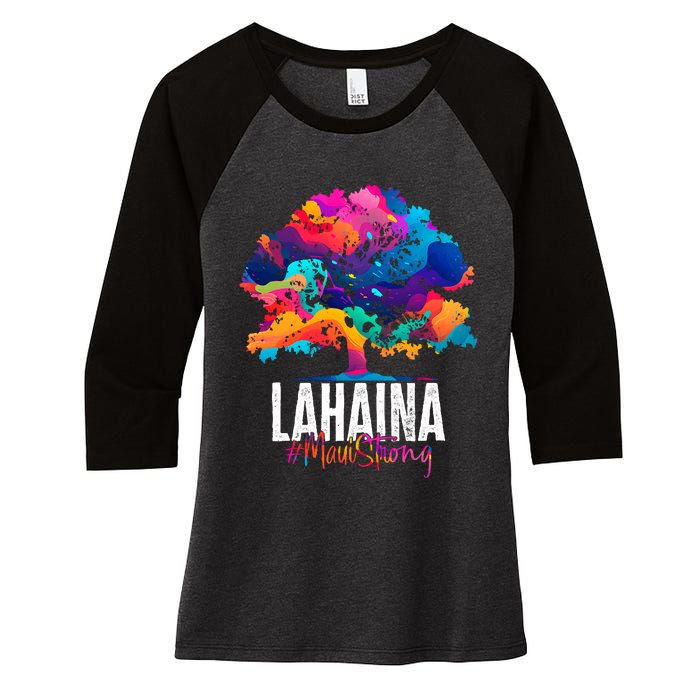 Lahaina Strong Maui Hawaii Old Banyan Tree Women's Tri-Blend 3/4-Sleeve Raglan Shirt