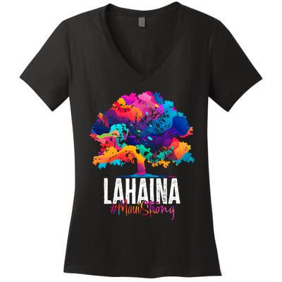 Lahaina Strong Maui Hawaii Old Banyan Tree Women's V-Neck T-Shirt