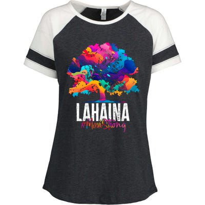 Lahaina Strong Maui Hawaii Old Banyan Tree Enza Ladies Jersey Colorblock Tee