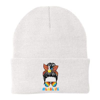 Lab Scientist Messy Bun Lab Week 2025 Laboratory Day Women Knit Cap Winter Beanie