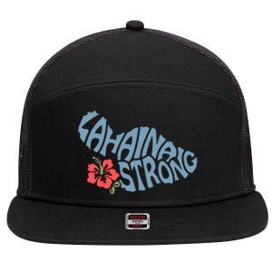 Lahaina Strong Maui Hawaii Shape Maui Hawaii Strong Maui Wildfire Lahaina 7 Panel Mesh Trucker Snapback Hat