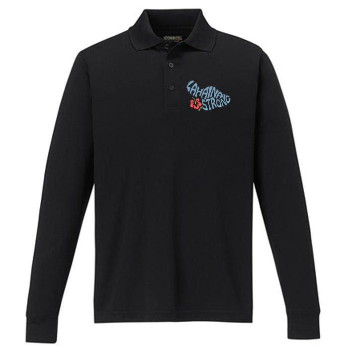 Lahaina Strong Maui Hawaii Shape Maui Hawaii Strong Maui Wildfire Lahaina Performance Long Sleeve Polo