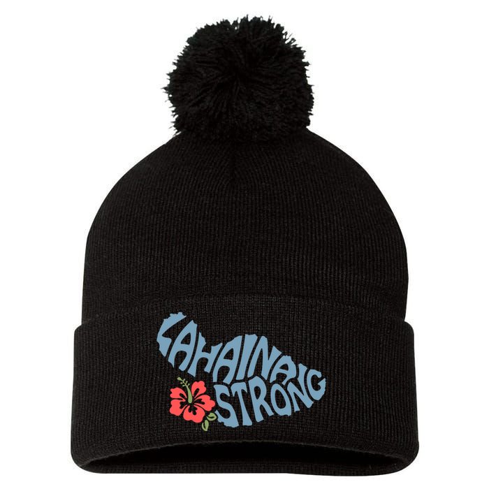 Lahaina Strong Maui Hawaii Shape Maui Hawaii Strong Maui Wildfire Lahaina Pom Pom 12in Knit Beanie