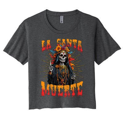 La Santa Muerte Sugar Skull La Catrina Cinco De Mayo Women's Crop Top Tee