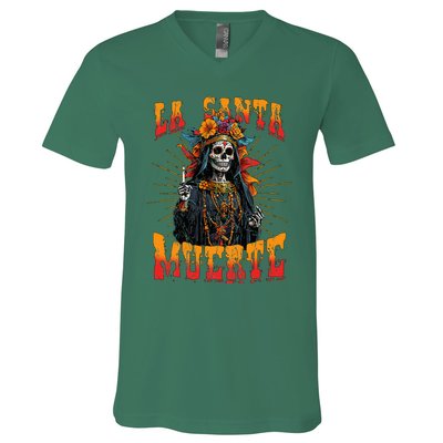 La Santa Muerte Sugar Skull La Catrina Cinco De Mayo V-Neck T-Shirt