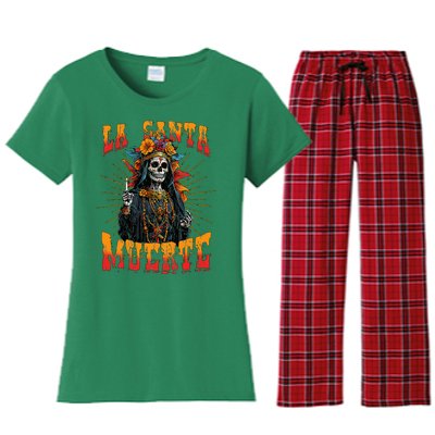 La Santa Muerte Sugar Skull La Catrina Cinco De Mayo Women's Flannel Pajama Set