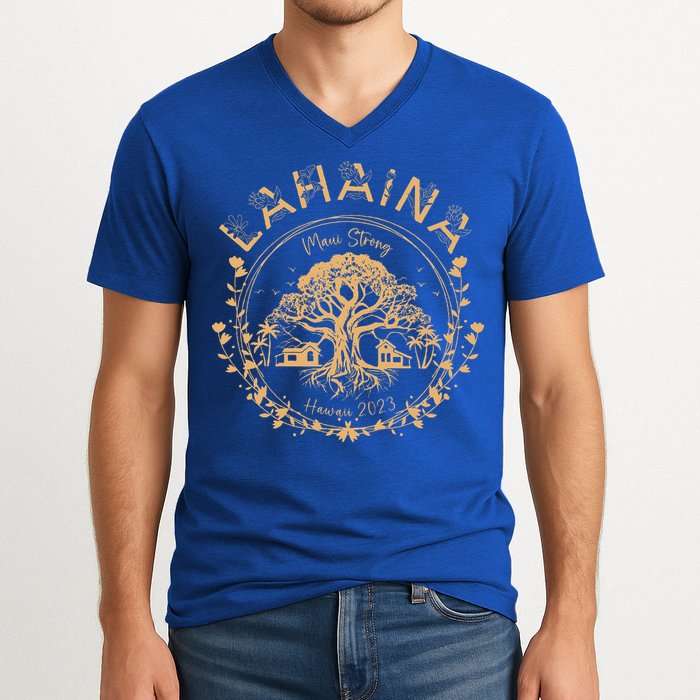 Lahaina Strong Maui Hawaii Old Banyan Tree saving squad V-Neck T-Shirt